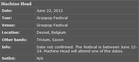 Machine Head, Trivium and Saxon for Graspop 2012