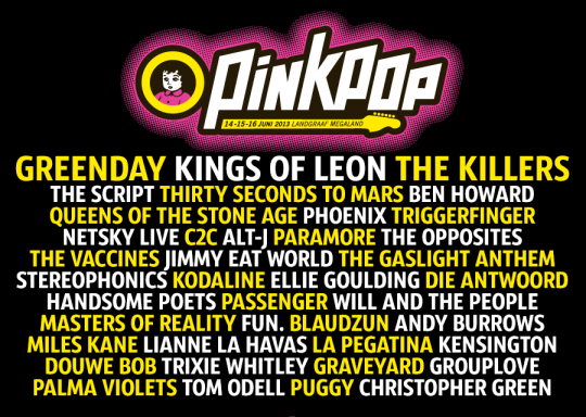 Pinkpop 2013 affiche (klik om uit te vergroten)