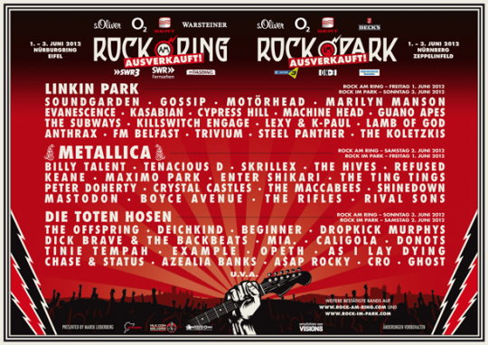 Rock Am Ring & Rock Im Park dagindeling 2012